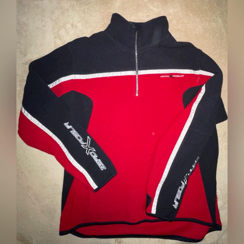 Men’s Red & Black Zero Xposur 1/4-Zip Pull-Over Ski/Snowboarding Sweater Size L